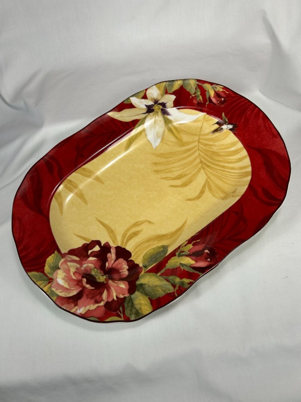 222 Fifth colorful floral oval serving platter